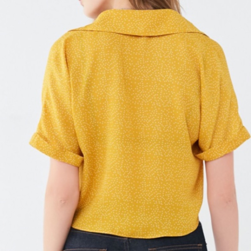 Urban Outfitters Yellow Polka Dot Tie-front Top - Picture 6 of 16